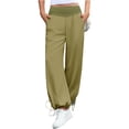 thumbnail image 2 of High  Waist Women Casual Wide Leg Pants Straight Drawstring Sport Trousers, 2 of 7