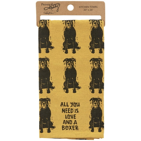 Primitives by Kathy  All You Need Is Love And A Boxer Kitchen Dish Towel
