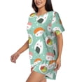thumbnail image 2 of Bixox Women's Kawaii Sushi Printed Pajama Set 2 Piece Lounge Set Top and Shorts Soft Pajamas, Shorts with Pockets, 2 of 7