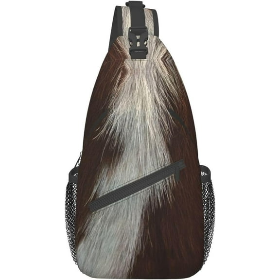 Cowhide Brown Pattern Sling Bag Crossbody Hiking Travel Chest Bags Backpack Shoulder Daypack for Women Men