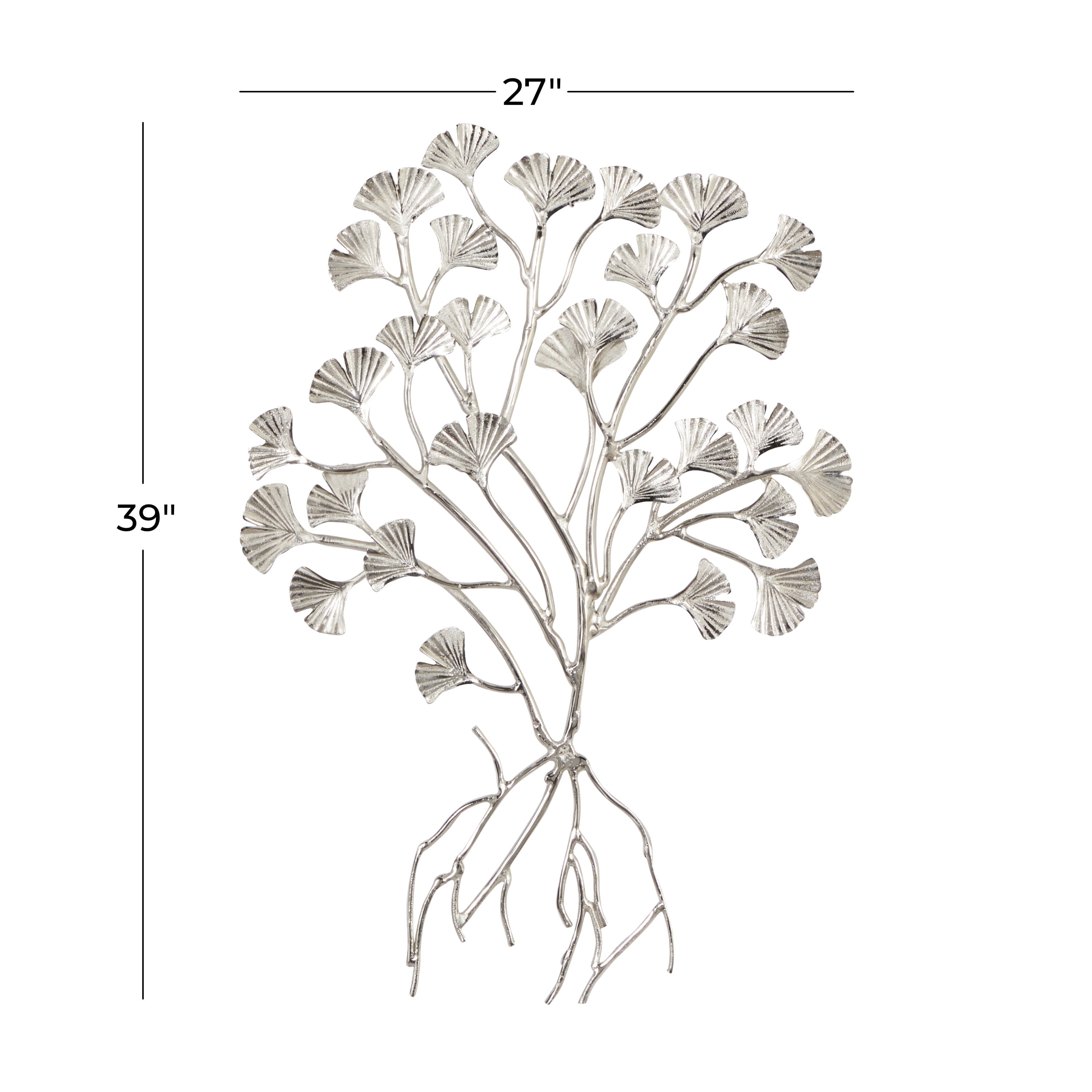 DecMode Silver Aluminum Floral Wall Decor