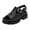 Black, variant on Platform Sandals for Women Chunky Buckle Strap Peep Toe Mules Comfortable Flower Hollow Out Walking Shoes Black Size 6.5