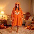 thumbnail image 2 of Edvintorg Womens Nightgown Halloween Printed Casual Pajama Dress Flannel Nightwear Long Sleeve Hooded Sleep Shirts Plus Size Women's Clothing Orange L, 2 of 5
