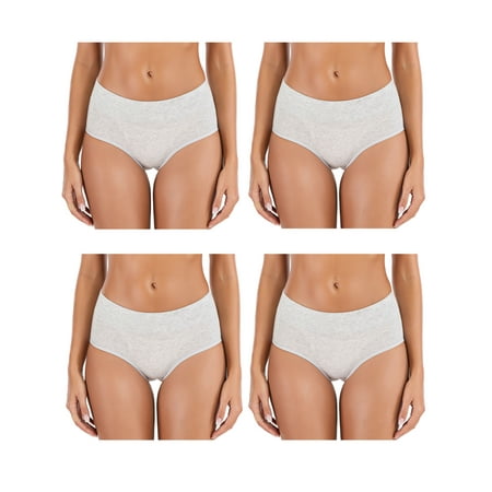 

YouLoveIt Women s Underwear Cotton Hi-Cut Underwear High Waist Full Coverage Briefs Underwear Stretch Bikini Panty Soft Underwear Panties Women Underpants 4Packs