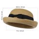 thumbnail image 5 of KAKOWELY Sombrero de paja con ala ancha enrollable y lazo para mujer y niña, estilo bombín para playa (café claro), 5 of 5