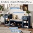 thumbnail image 3 of Aukfa 3pcs Storage Shoe Bench Set with Cushioned Seat, Entryway Organizer with Open Shelves & Cubbies,Antique Navy, 3 of 7