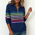 thumbnail image 6 of Womens Sweatshirts Oversized Loose Stand-up Collar Fashion Tops Casual Half-zip Striped Long-sleeved Basic Fall/Winter Sweatshirts, 6 of 7