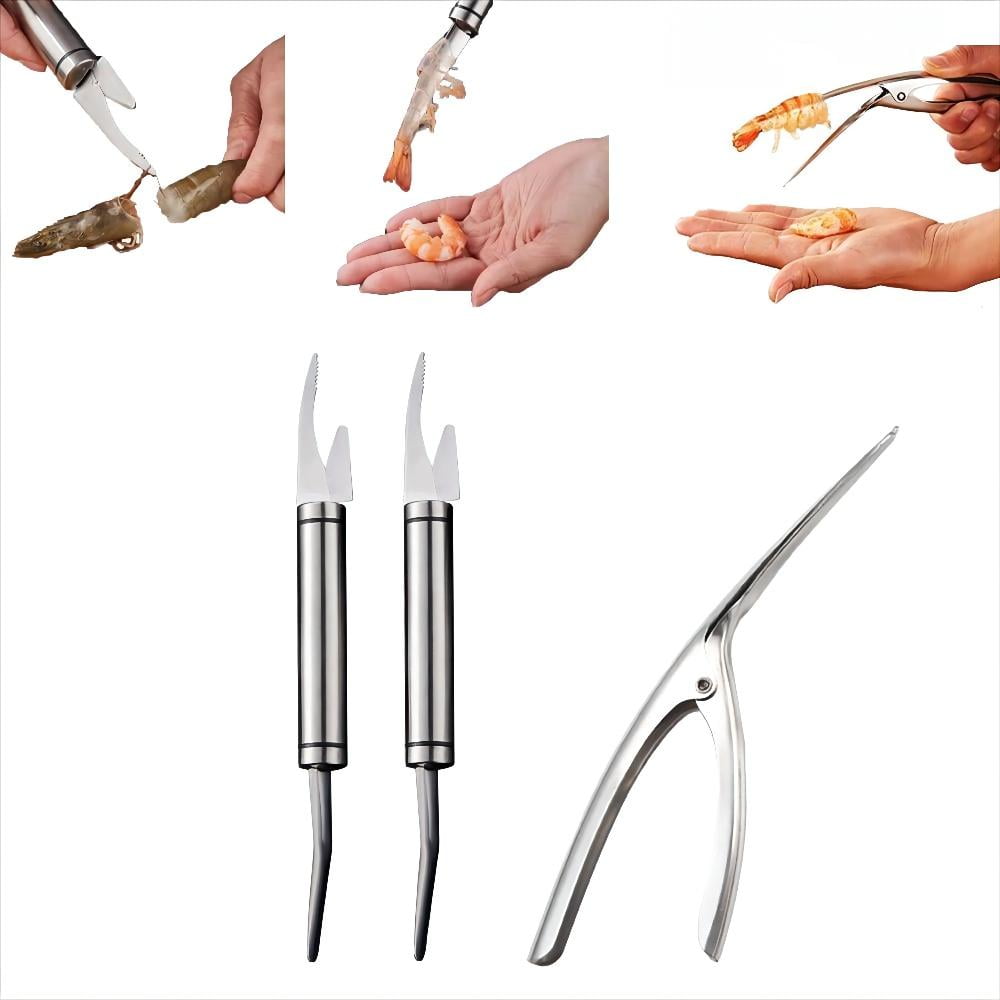 3 Pcs Stainless Steel Prawn Peeler Shrimp Deveiner Tool Shrimp Cleaner