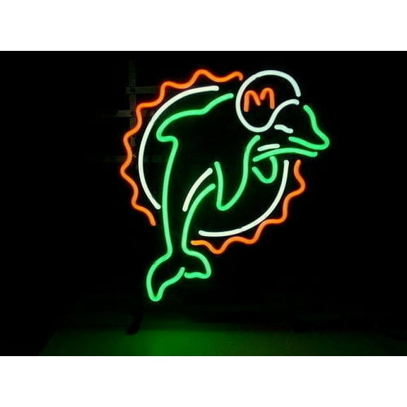 Queen Sense 17"x14" Miami Sports Team Dolphin Neon Sign Man Cave Handmade Neon Light 117MDL