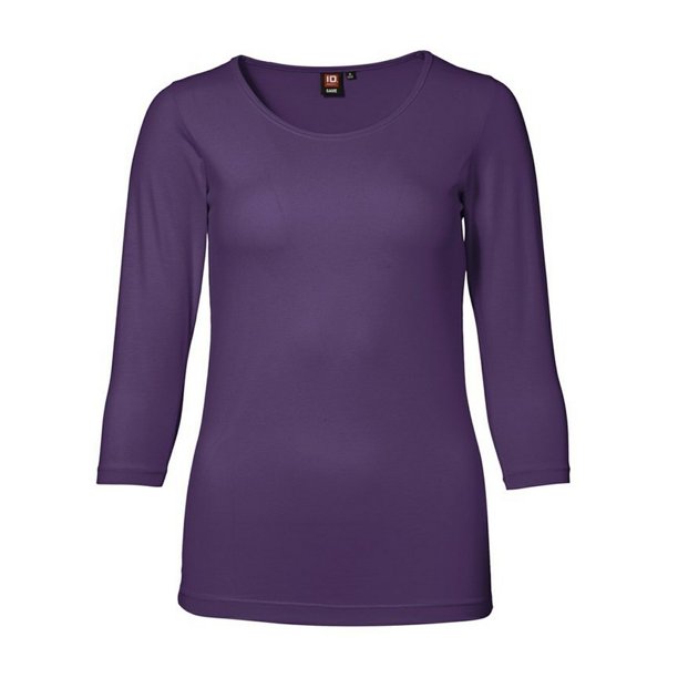 ID Camiseta elástica ajustada con mangas 3/4 para mujer/señora (Púrpura)