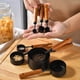 thumbnail image 5 of Juego de 4 Tazas Medidoras de Acero Inoxidable con Mangos de Madera | Tamaños de 1, 1/2, 1/3 y 1/4 de Taza | Utensilios de Repostería Inoxidables con Doble Escala Grabada para Cocinar, Medir Harina,, 5 of 5