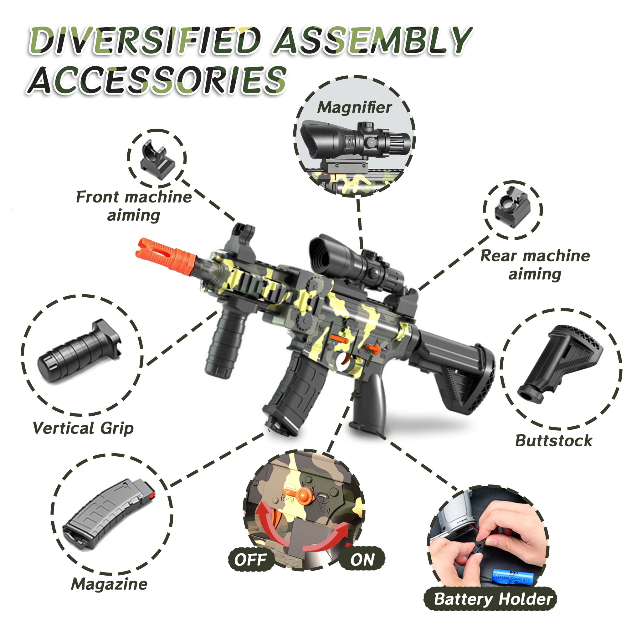 BYTEWAR Motorized Camo Clip-Fed Foam Blaster (40 Darts) for Teens and Outdoor Play