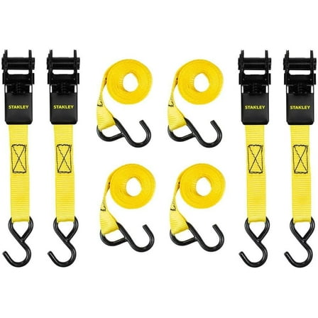 Stanley Ratchet Straps 1In X 10' 900 Lb Break Strength Light Cargo Hauling 4Pk