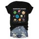 thumbnail image 2 of Colorful Universe & 'UNURODIVERSE' Graphic Tee - Casual Crew Neck Short Sleeve T-Shirt for Women, Breathable Polyester, Machine Washable, Letter Print, Spring Summer, 2 of 7