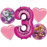 Paw Patrol Girl Balloon Bouquet 3rd Birthday 5 pcs - Party Supplies