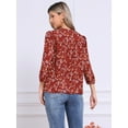 thumbnail image 3 of DARING DIVA Women's 3/4 Sleeve Smocked Front V Neck Floral Blouse XS Dark Orange, 3 of 6