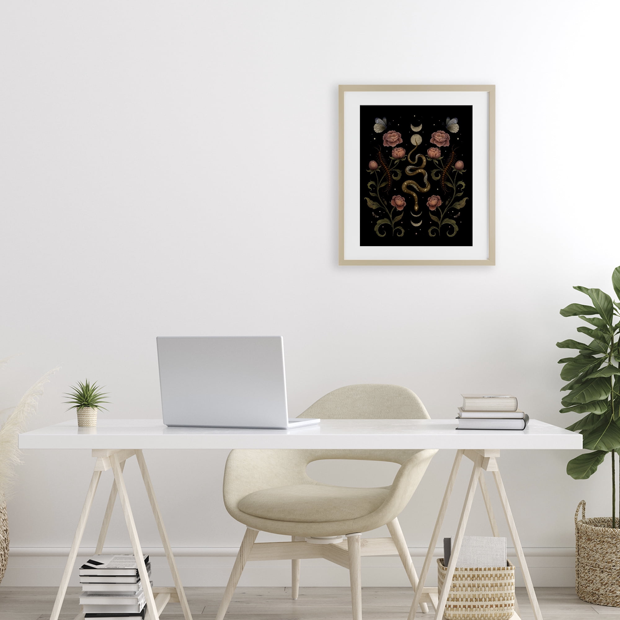Stupell Industries Serpentine Garden Symmetry Birch Framed Print Under Glass, design by Episodic Drawings