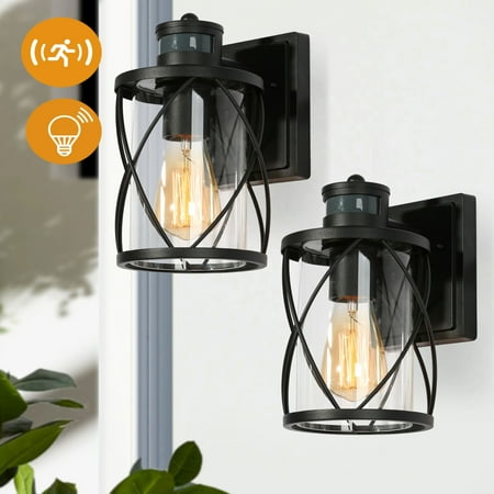 2-pack Waterproof Motion Sensor Outdoor Wall Lights Wall Lantern for Garage Porch Front Door Non - Solar