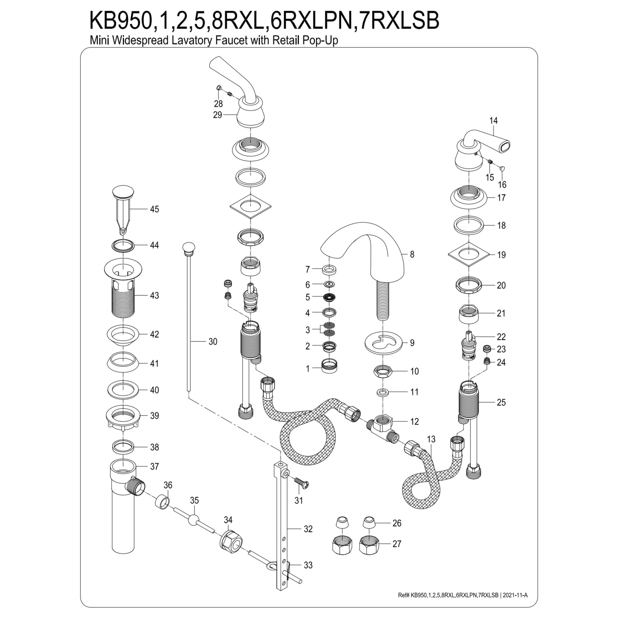 Kingston Brass KB955RXL Restoration Mini-Widespread Bathroom Faucet with Pop-Up Drain, Oil Rubbed Bronze