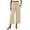 Beige, variant on WIZUTIZ Work Pants Women Capris Breathable Casual Relaxed Fit Wide Leg Pants Elastic Spandex Mid Rise 3/4 Length Pants Solid Flowy with Pockets Paperbag Palazzo Pants for Lady Gym Travel Beige