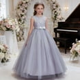 thumbnail image 5 of Girls 5-15 Years Embroidered Tulle Princess Dress Sleeveless formal Ball Gown Wedding Flower Girl Party Pageant Dress for Special Occasions Gray 14 Years, 5 of 7