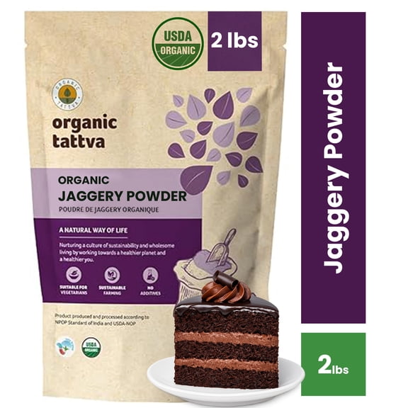 Organic Tattva Jaggery Powder 2LB, Cane Sugar, Powdered Sugar Substitute, Traditional Indian Gur Powder, No Additives, USDA Certified