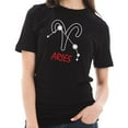 thumbnail image 3 of Oversized Zodiac Aries Sign Graphic Design Short Sleeve Cotton Jersey T-Shirt - Black XL, 3 of 4