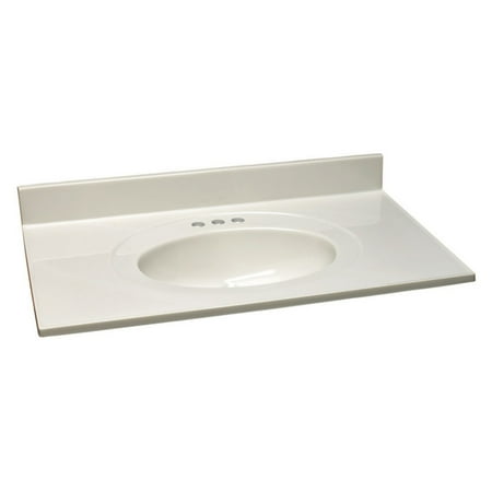 Design House 43 in. W Cultured Marble Vanity Top in White on White with White on White Basin and 4 in. Faucet Spread