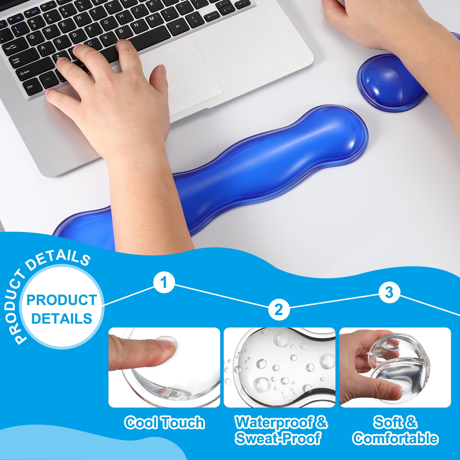 Uxcell Gel Wrist Rest, Gel Mouse Pad Mouse Wrist Support for Keyboard and Mouse Ergonomic,Keyboard Pad White