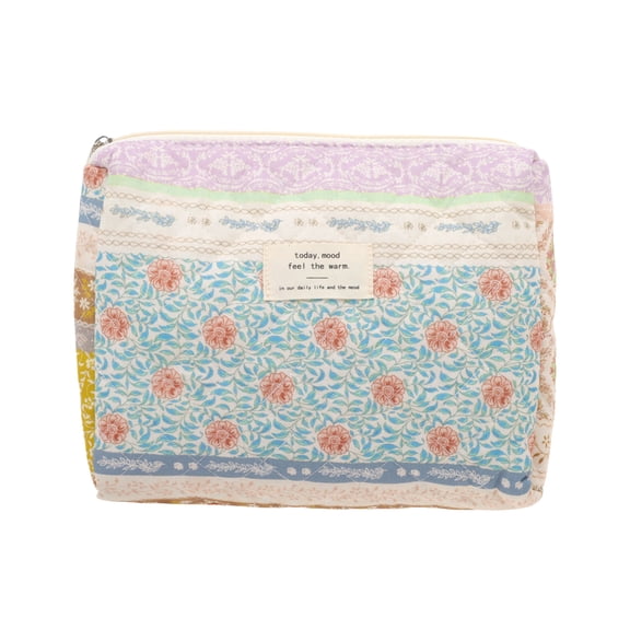 Unique Bargains 1 Pc Durable Ditsy Floral Handheld Quilting Makeup Bag Colorful