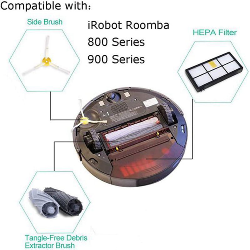 Set of 3 pk filter and 3 pk side brush for iRobot Roomba 800 Series filter 870 8 