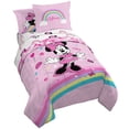 thumbnail image 2 of Disney Minnie Mouse Pink Rainbow Stripes 5 Piece Twin Bed Set with Sham, 100% Microfiber, 2 of 7