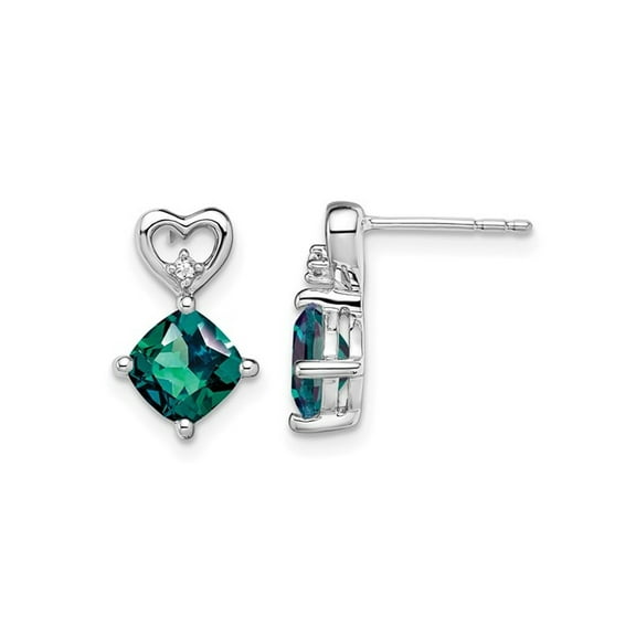 2.50 Carat (Ctw) Lab-Created Alexandrite Heart Earrings in 14k White Gold for Women