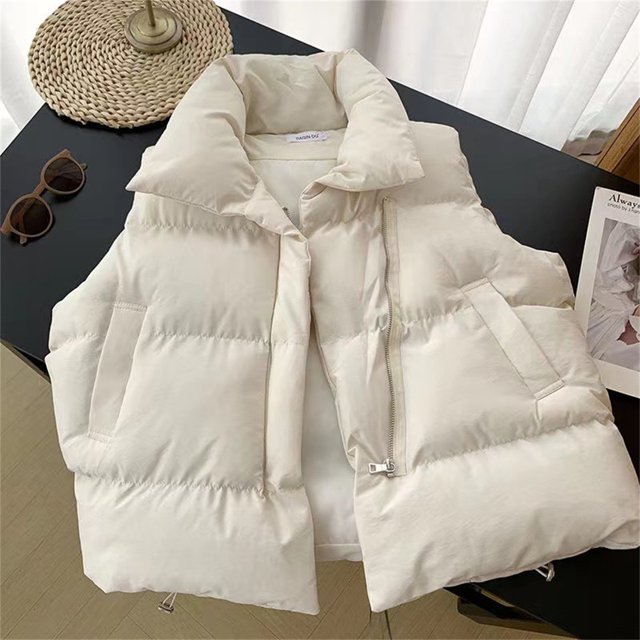 Abrigos de plumón elegantes con cuello levantado para mujer, ropa de abrigo cálida informal con cinturón sin mangas, chaquetas de invierno, otoño, 2024