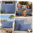 thumbnail image 5 of Dark Blue Striped Outdoor Waterproof Pillow Covers, Modern Beige Geometric Country Decorative Square Throw Pillowcase Sofa Cushion Sham for Patio/Couch/Chair, 18"x18" 2 Pack, 5 of 8