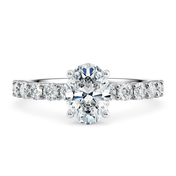 1.5 Ct Oval Cut Moissanite Engagement Ring with Side Stones – 925 Sterling Silver for Women