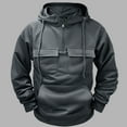 thumbnail image 2 of Jinhomg Men's Winter Outdoor Sweatshirt Thermal Comfy Fleece Lined Cargo Hoodies Big and Tall Casual Solid Long Sleeve Hooded Sweatshirt with Multi Pockets Todays Deals Dark Gray M, 2 of 7