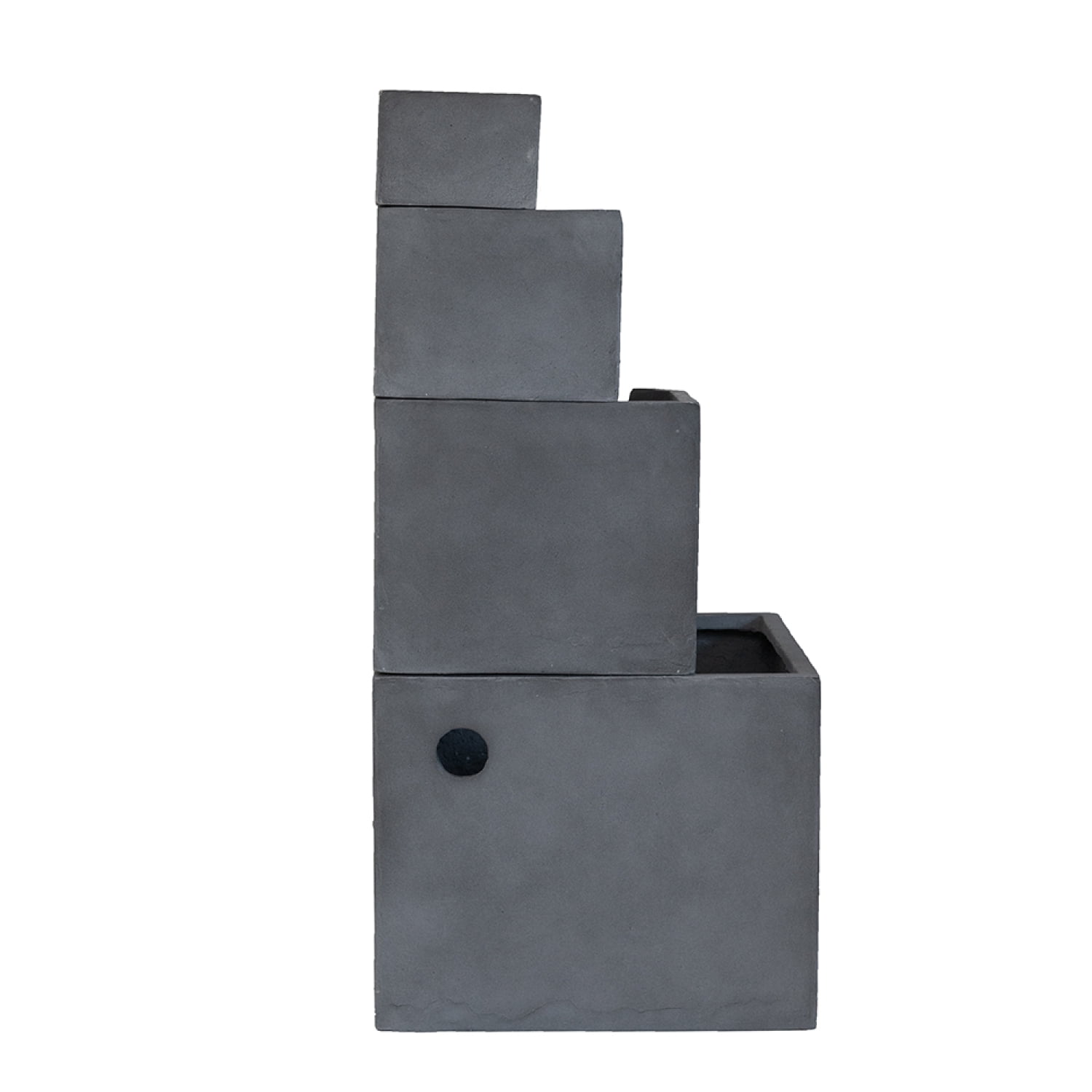 Newboti Furniture 19.7x19.7x41.7" Gray Cement 4 Tier Block Water Fountain Outdoor 23512