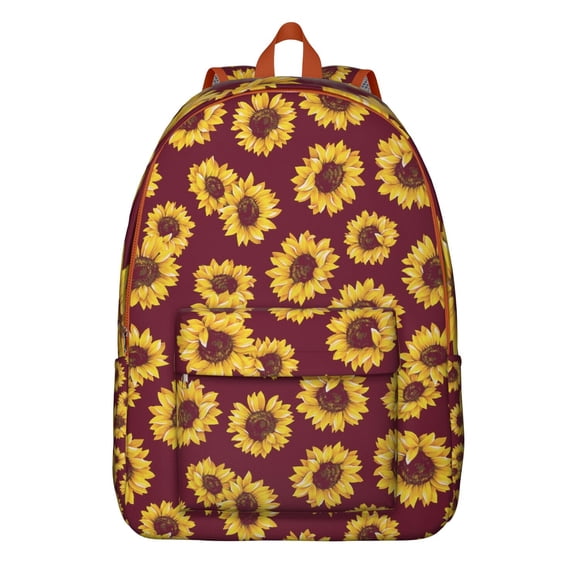 Country Chic Sunflower Backpack - Vintage Boho Waterproof Bookbag, Artistic Yellow Bloom with Wildflowers & Butterfly Pattern