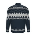 thumbnail image 3 of Men's Christmas Sweater Long Sleeve V Neck Lapel Button Down Knitted Coat Blue L, 3 of 4
