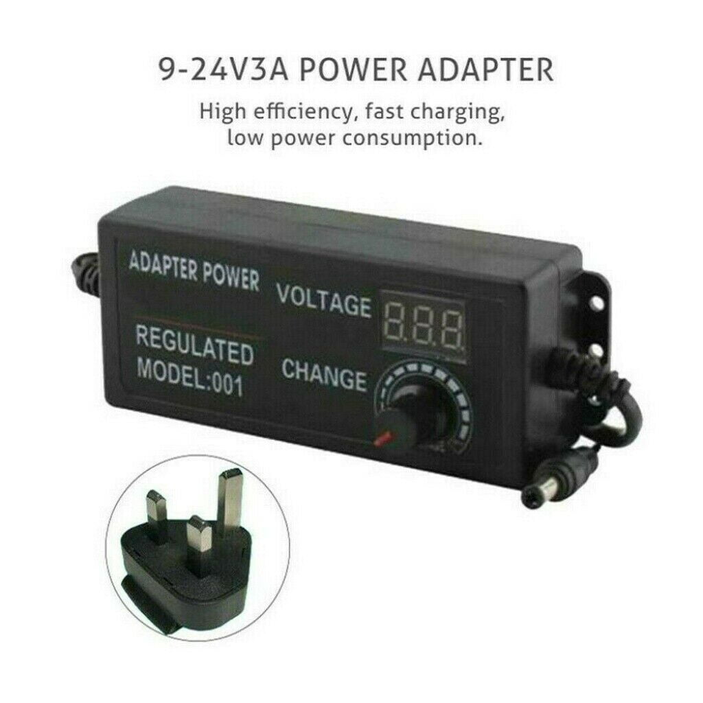 Adjustable AC/DC 3V-24V Electrical Power Supply Adapter Charger Variable Voltage 