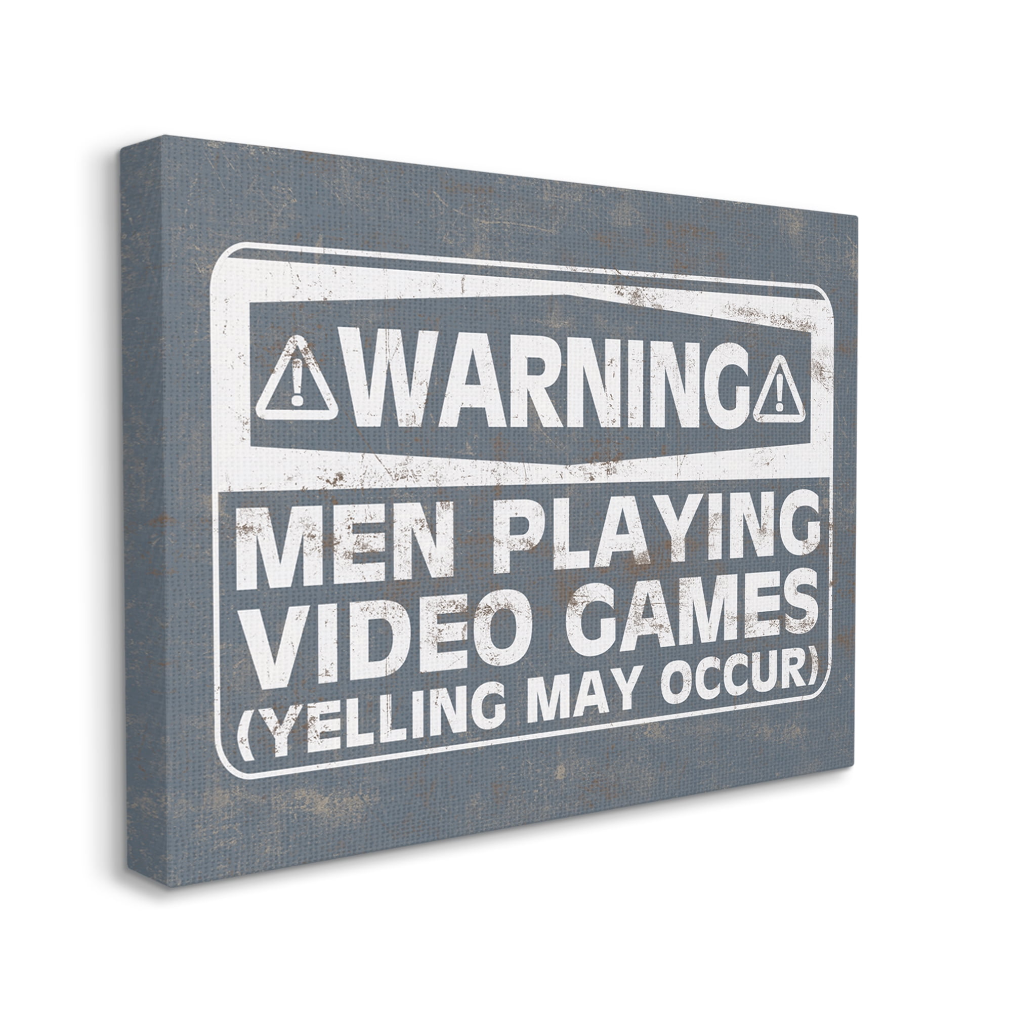 Stupell Industries Funny Men Playing Videogames Yelling Occurs Warning Sign,30 x 24, Design by Masey St. Studios