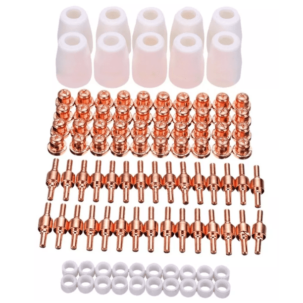 Set 100 Consumibles Electrodos Boquilla Cortadora De Plasma BLOOSOM PT-31 LG-40 blanco cobre