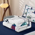 thumbnail image 5 of Erosebridal Cartoon Airplane Zipper Twin Comforter Sets with Fitted Sheet and 2 Pillowcases for Boys Men, Cartoon Cloud Print Zipper Bedding Set, Navy Reversible, 4 Pieces, 5 of 7