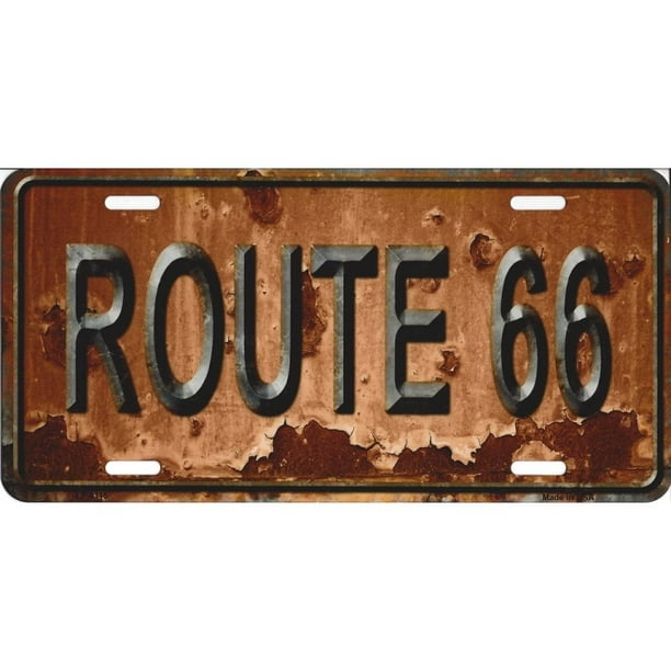 Plaque d'Immatriculation en Métal Route 66 Rouillée et en Détresse
