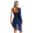 thumbnail image 2 of Miaeowve Women Lyrical Dance Leotard Asymmetrical Dress Sheer Mesh Skirt Stage Performance Dancewear Navy Blue L, 2 of 6