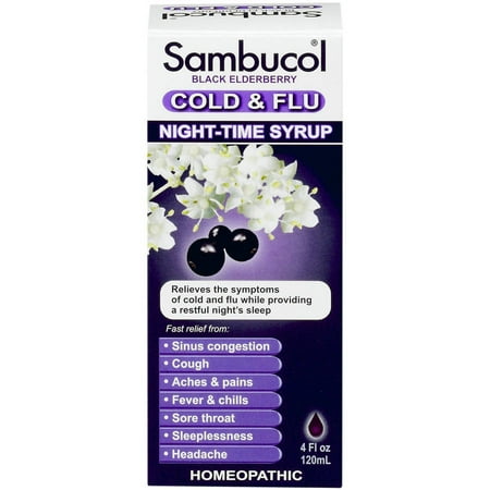 Sambucol Night Time Cold & Flu Syrup Black Elderberry, 4 FL OZ