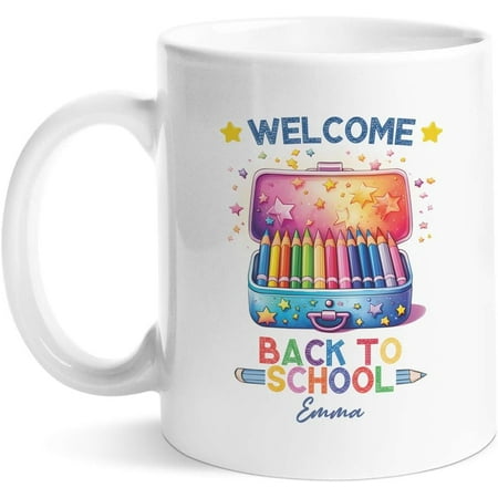 

Personalized Ceramic Mug For Students From Teacher Welcome Back To School Coffee Mug Funny Children Gifts Customized Name Crayon Boxes Colorful Back To School Tea Mug Gifts For Young Student