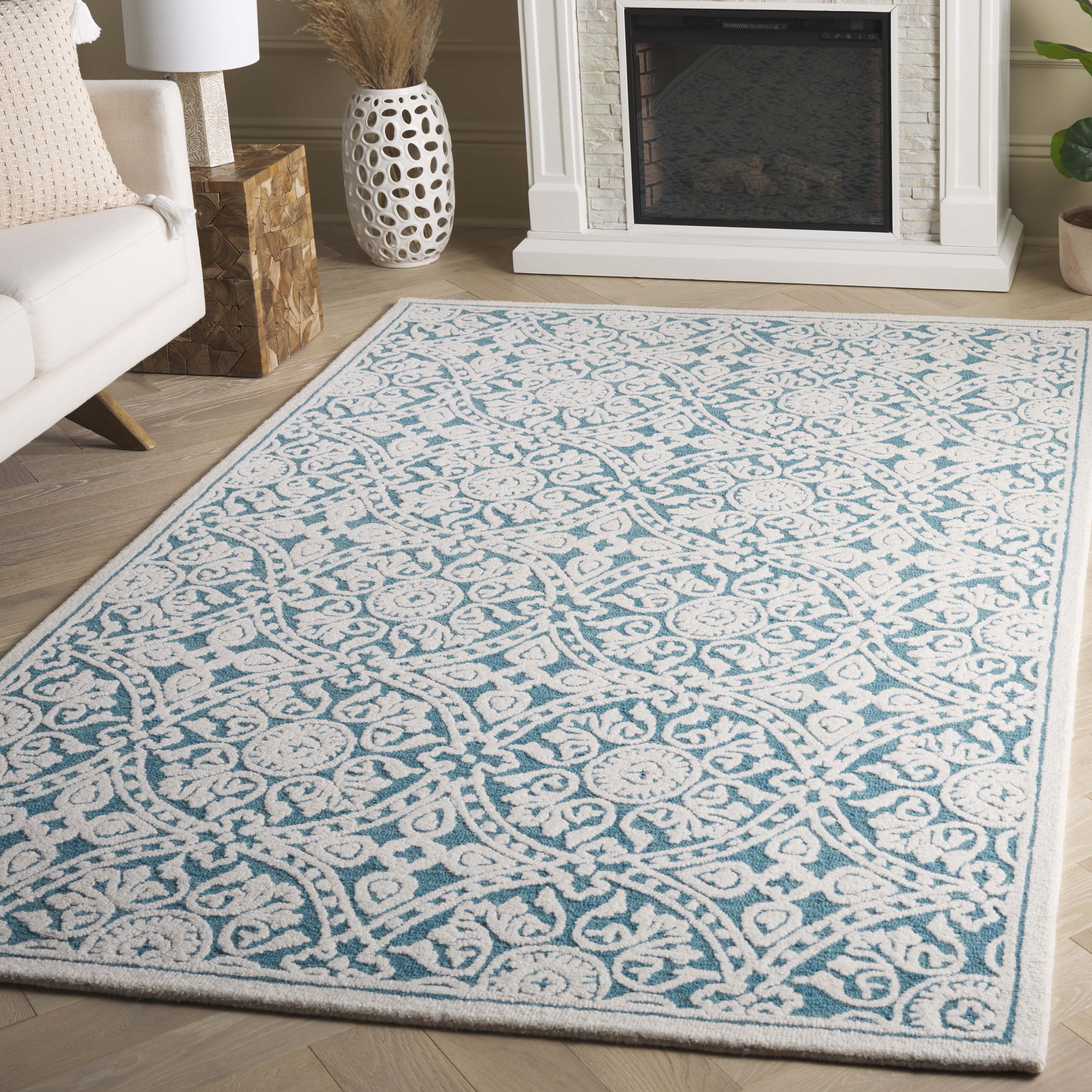 SAFAVIEH Metro Sunny Medallion Area Rug, Teal/Ivory, 8' x 10'