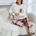 thumbnail image 6 of HNMKIU Women's Cozy Flannel Checkered Sleepwear Set Long Sleeve Pocketed Pajamas with Comfortable Pants for Autumn Winter Pink,XL, 6 of 6